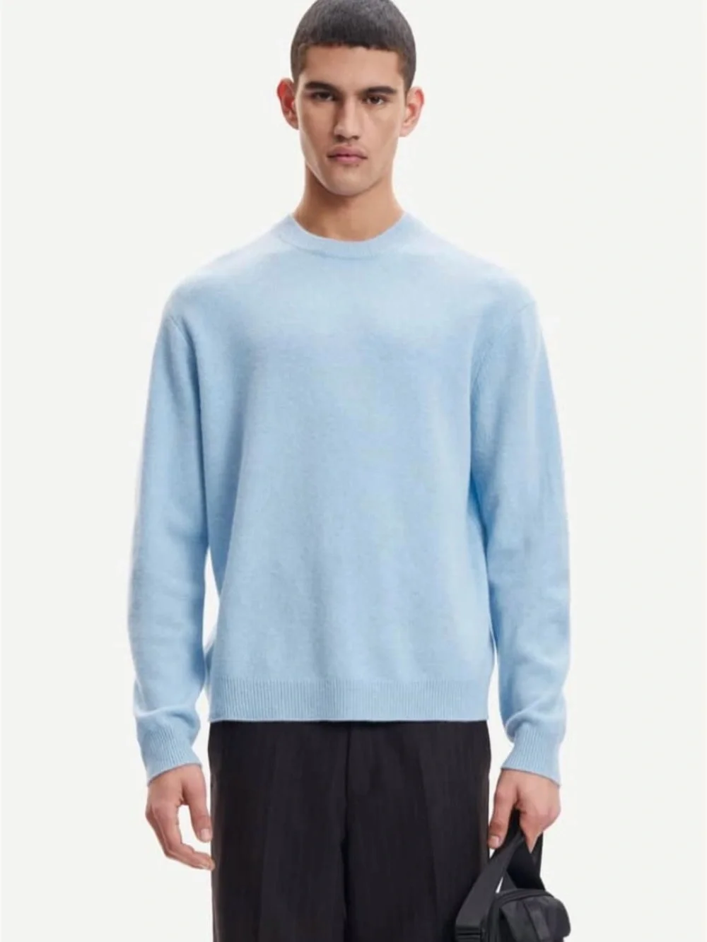 Samsøe Samsøe Viktor Crew Neck Sweater Men’s M 100% Wool Chambray Blue